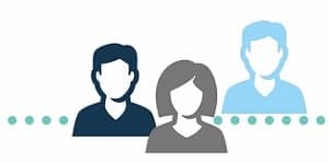 grafische weergave van twee mannen en een vrouw